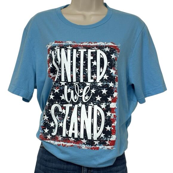 Patriotic Tee Red White Blue Fourth of July Women's T-Shirt Size Large - Picture 1 of 6